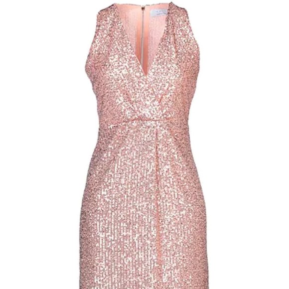 Kaos Dresses & Skirts - KAOS Light Pink Sequin Party Cocktail Dress Size 4  Faux Wrap Sleeveless NWT